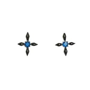 rhinestone cross stud earrings black blue stainless steel grunge emo goth punk